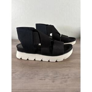 Eileen Fisher Chant‎ Tumbled Leather Platform Wedge Sandal Women's Size 10 NWOB